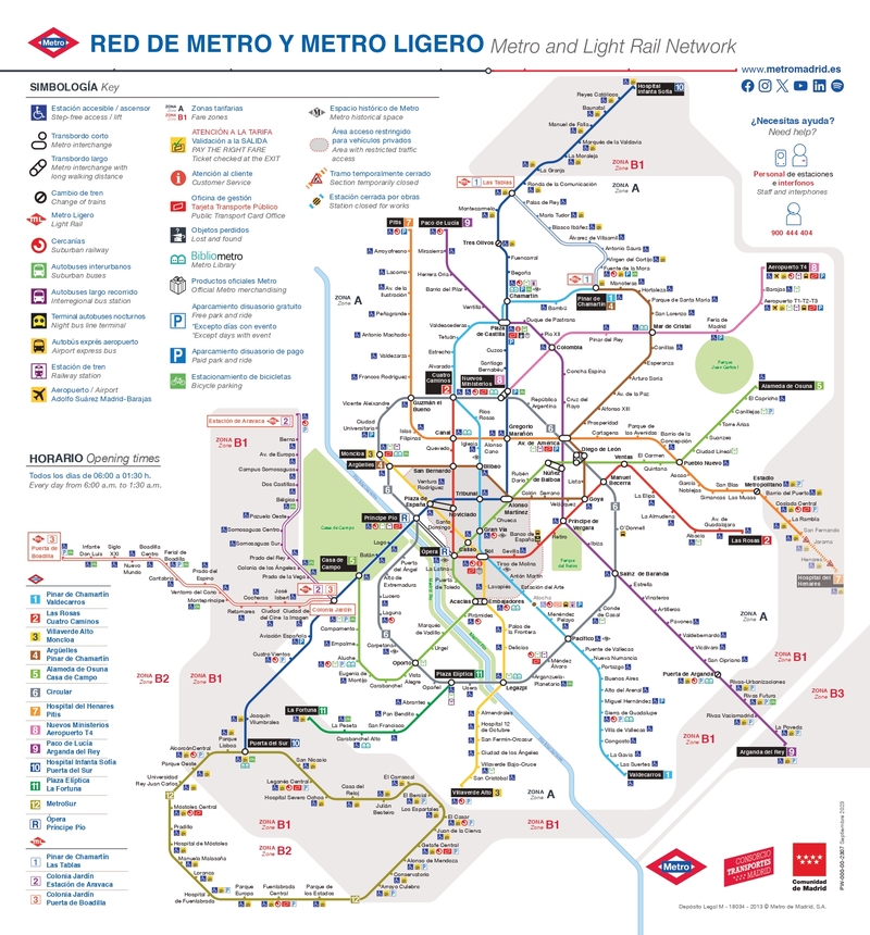 La piantina della Metro di Madrid